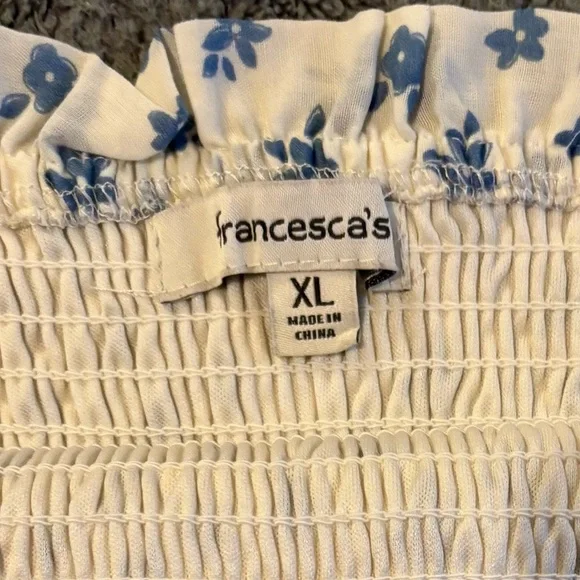 Francesca's Blue and White Patterned Midi Dress - Picture 6 of 7